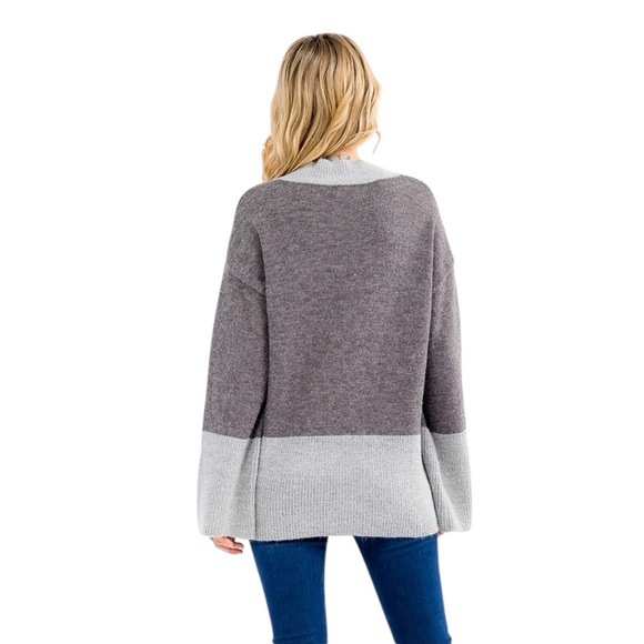 NWT Hazel Blues Colorblock Knit Sweater Gray & Light Gray Various Sizes - Picture 4 of 4